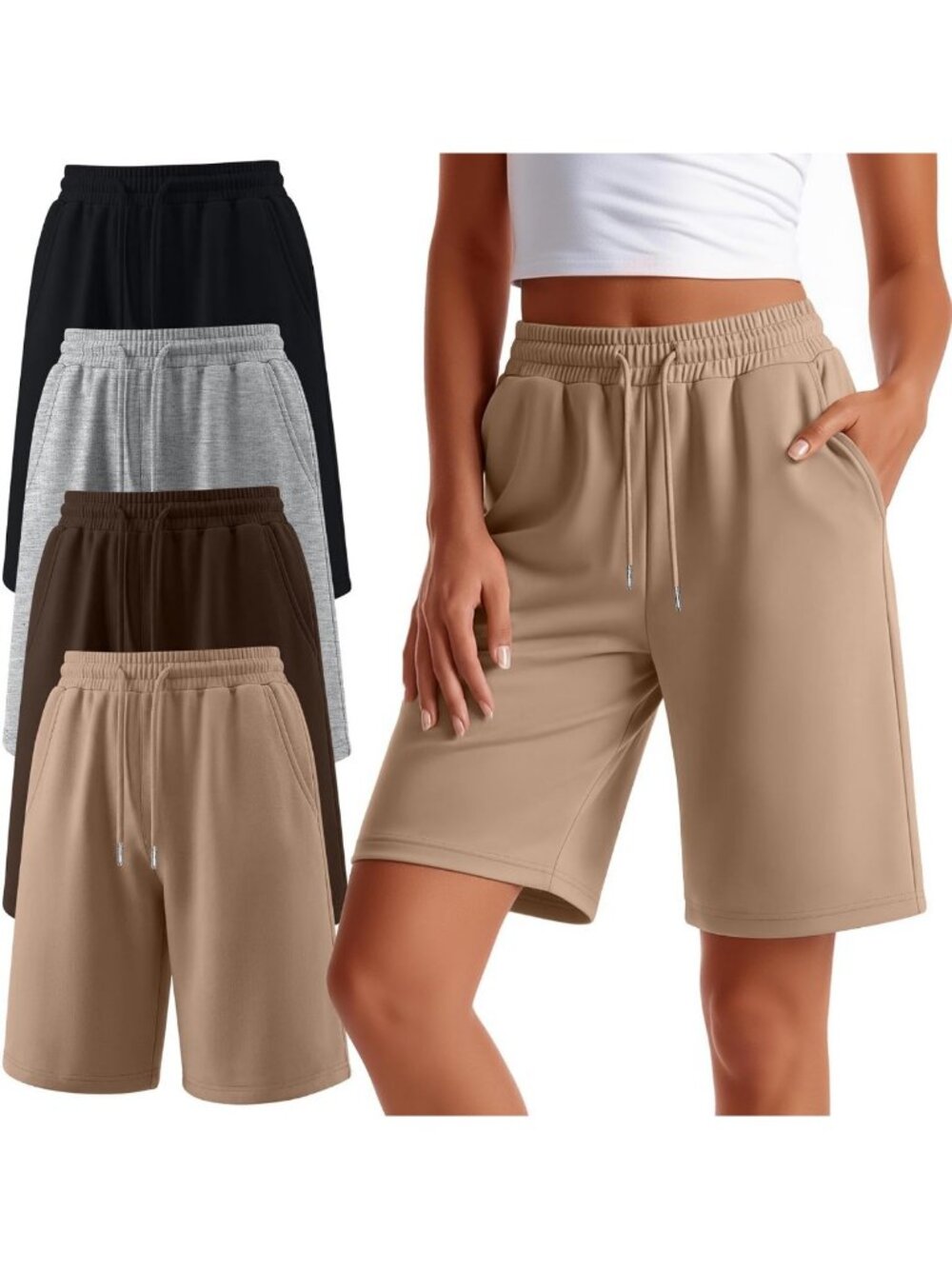 4 Pack Women's Athletic Wide Leg Bermuda Shorts - Comfy, Stylish & Versatile